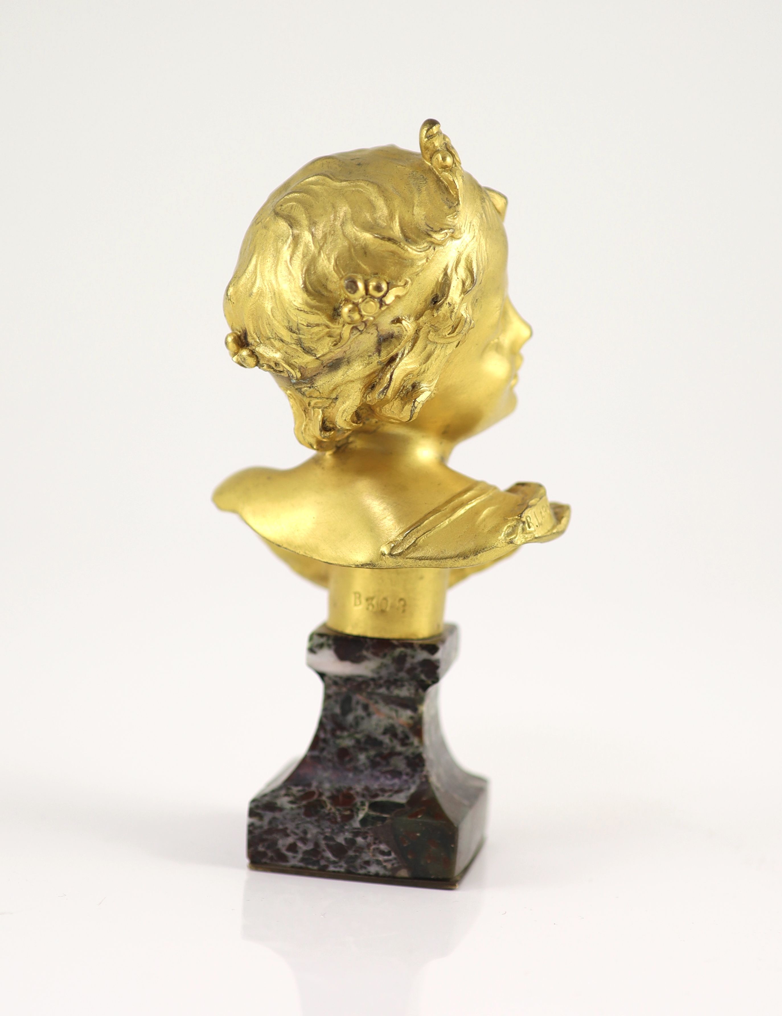Raoul Francois Larche (1860 - 1912). An ormolu head of a boy king, 16.5cm high overall